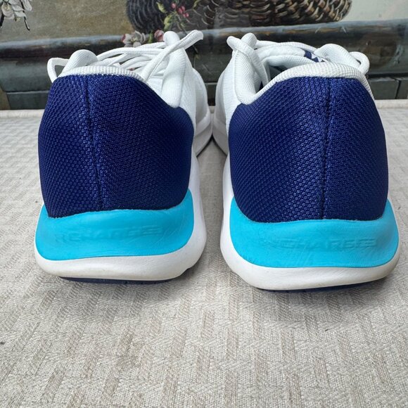 Mens Size 11 Under Armour Charged Pursuit 3 White & Blue Running Shoes - Picture 3 of 8